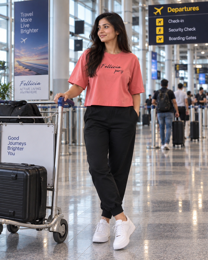 SweatTee& Jogger Vacation Set (PINK-Black)