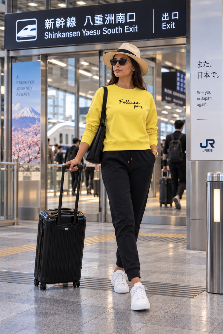 Sweatshirt & Jogger Vacation Set (Yellow-Black)
