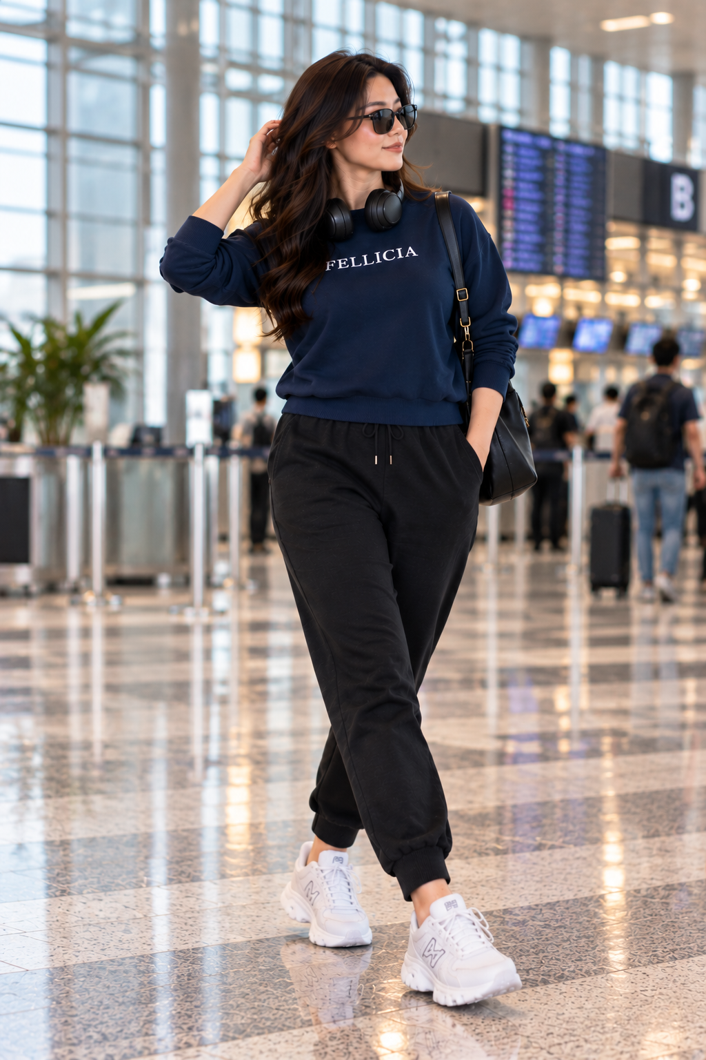 Sweatshirt & Jogger Vacation Set (Navy-Black)