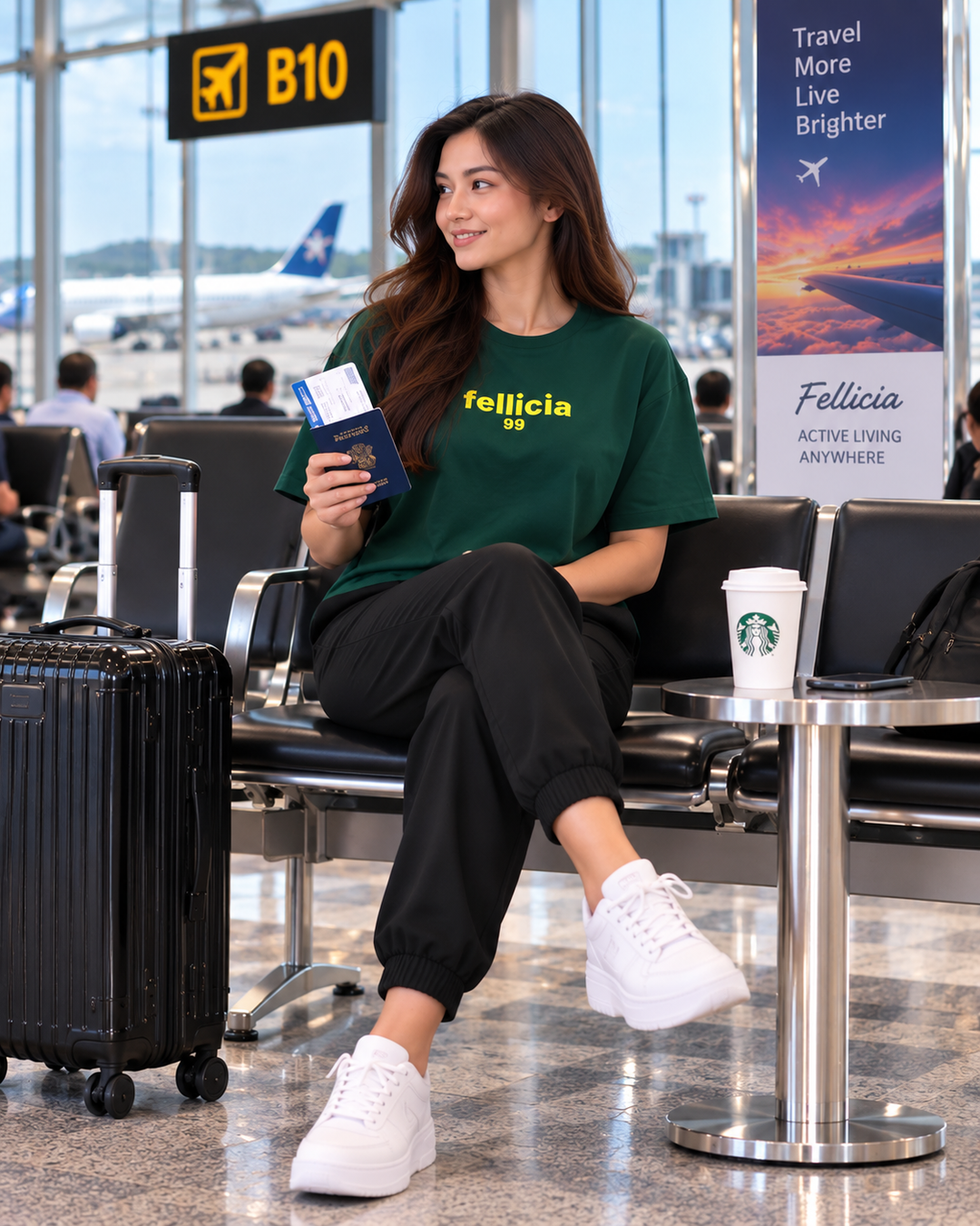 SweatTee& Jogger Vacation Set (OLIVE GREEN-Black)