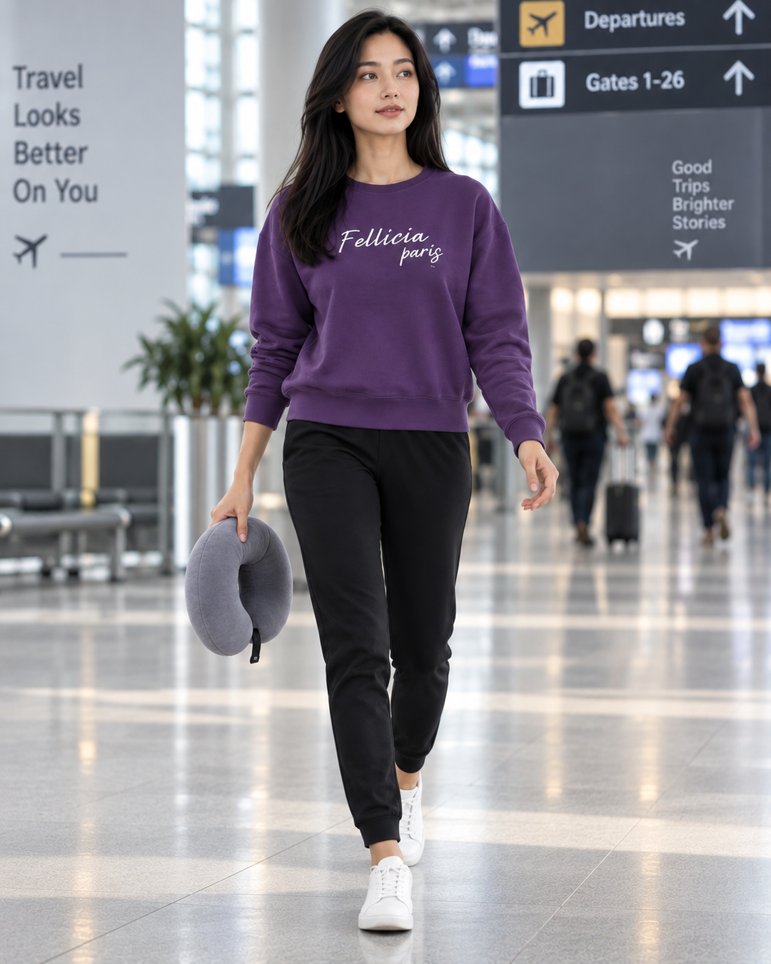 Sweatshirt & Jogger Vacation Set (Purple-Black)