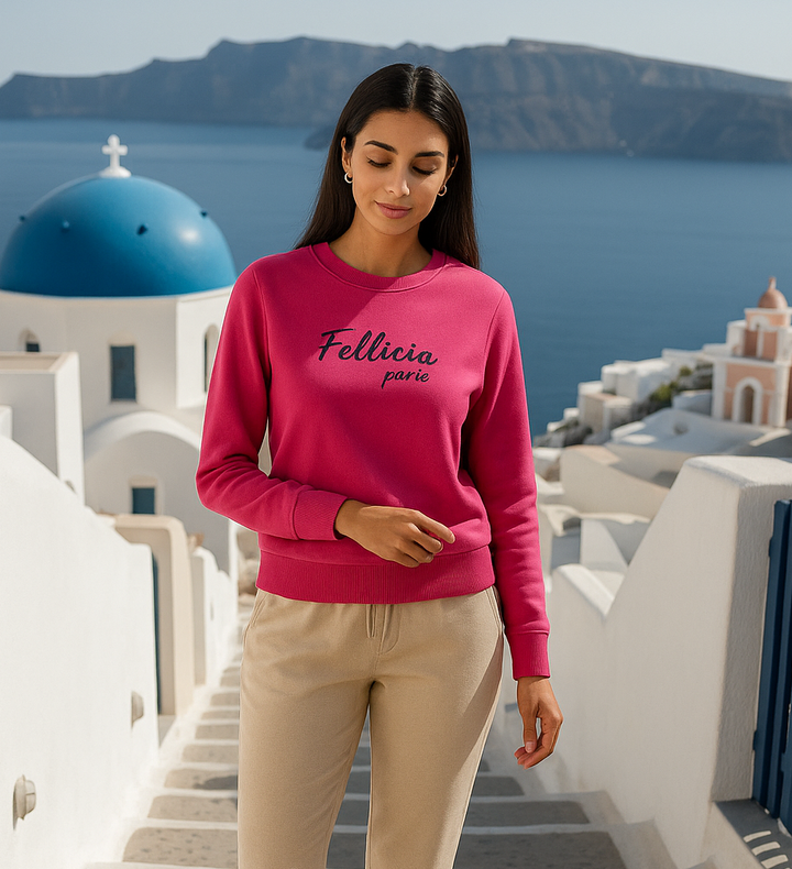 Women's Sweatshirt & Joggers QUIRKY Set (Fuchsia Pink–Beige)