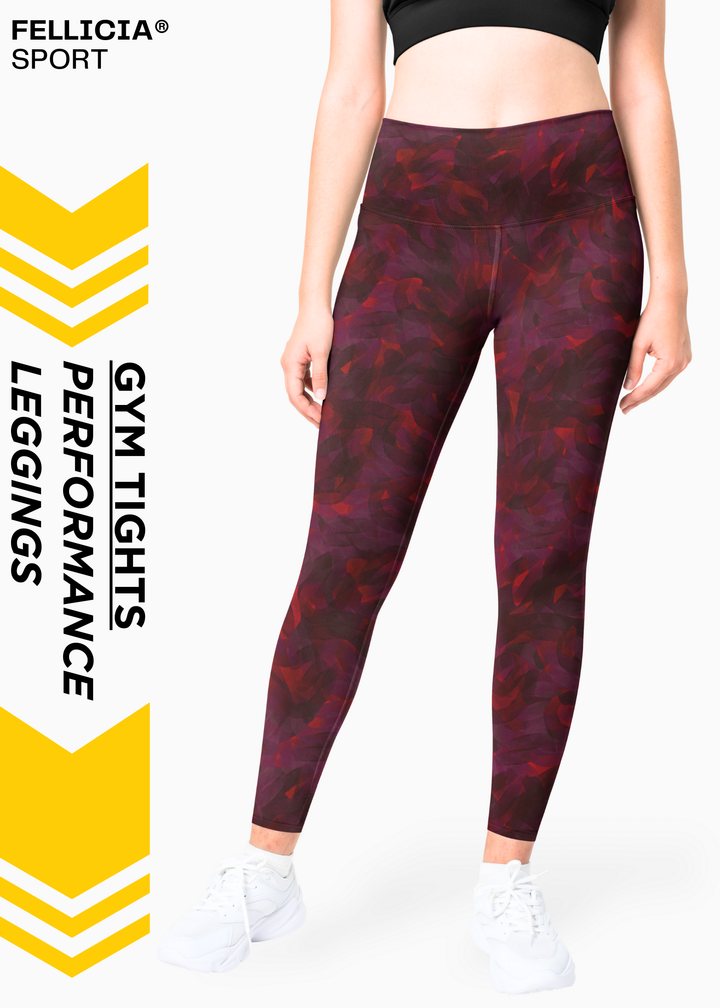 Active Tights with Pocket (Burgundy Maze)