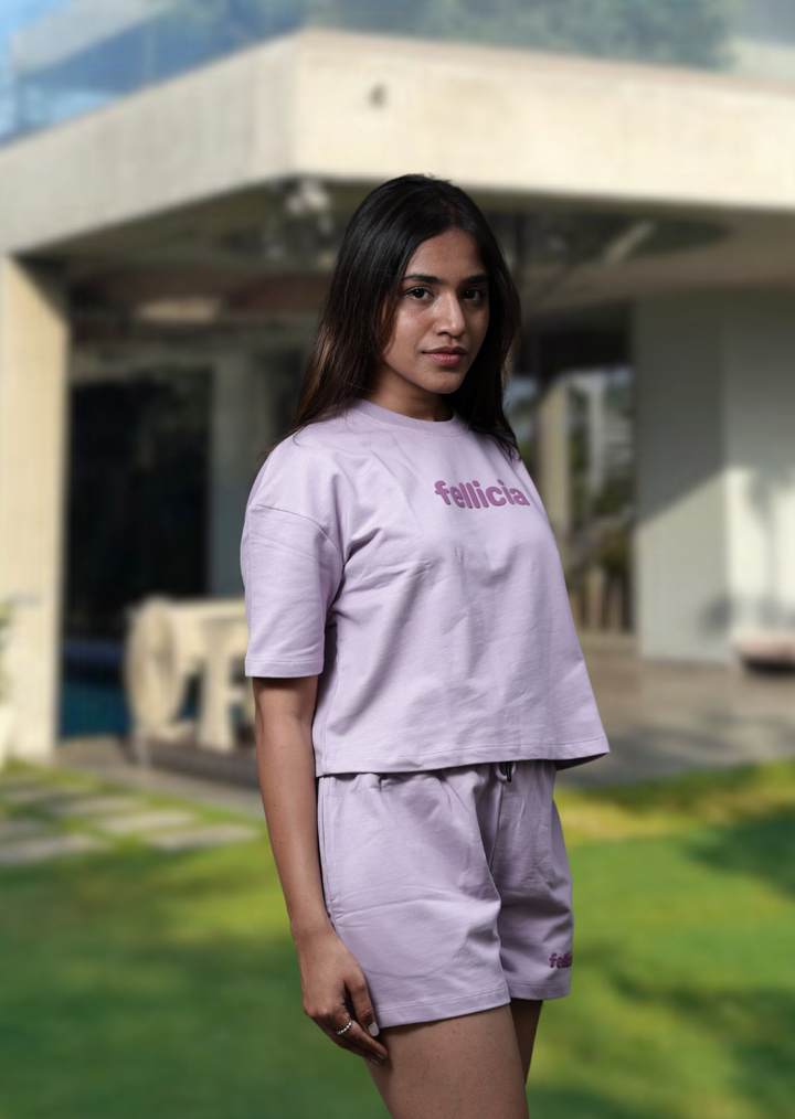 Co-ord Set (Lilac) Sweatshirt & Shorts for Women