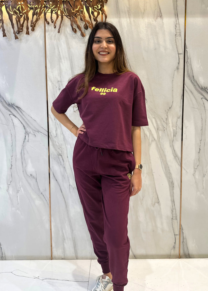 Co-ord Set (Maroon) Sweatshirt & Joggers for Women