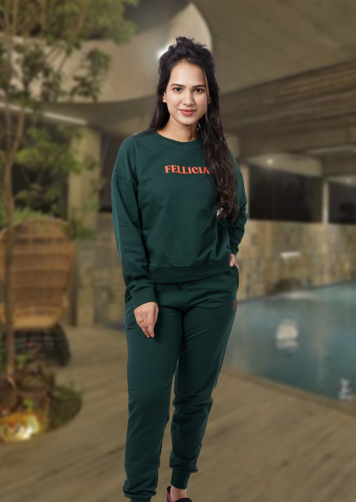 Women's Sweatshirt & Joggers Co-ord Set (Olive Green)