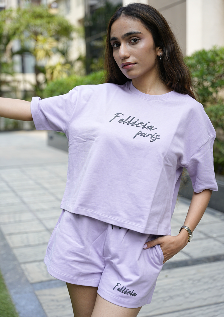 Co-ord Set (Lilac) Sweatshirt & Shorts for Women