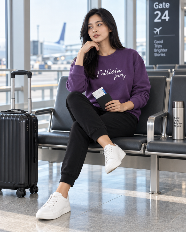 Sweatshirt & Jogger Vacation Set (Purple-Black)