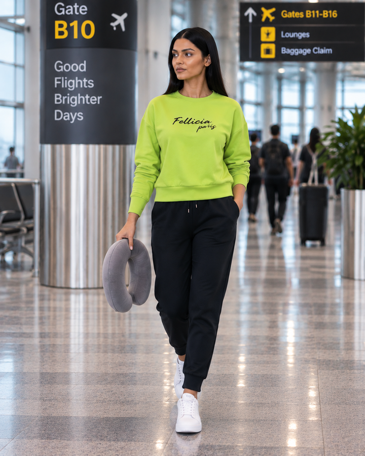 Sweatshirt & Jogger Vacation Set (Lime Green-Black)