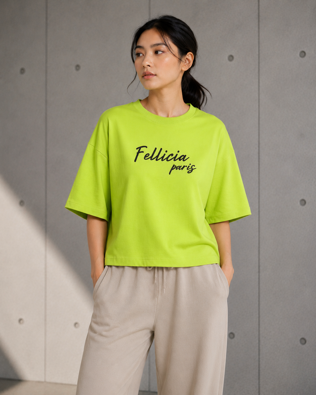 -Sweat Tee – 260 GSM 100% Cotton Loop Knit - LIME GREEN