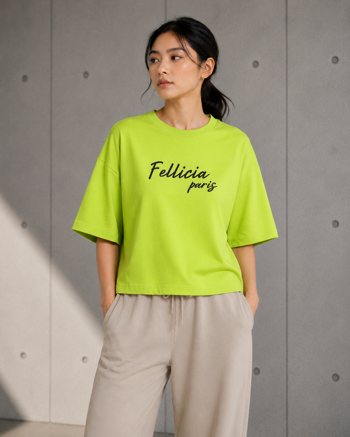 -Sweat Tee – 260 GSM 100% Cotton Loop Knit - LIME GREEN