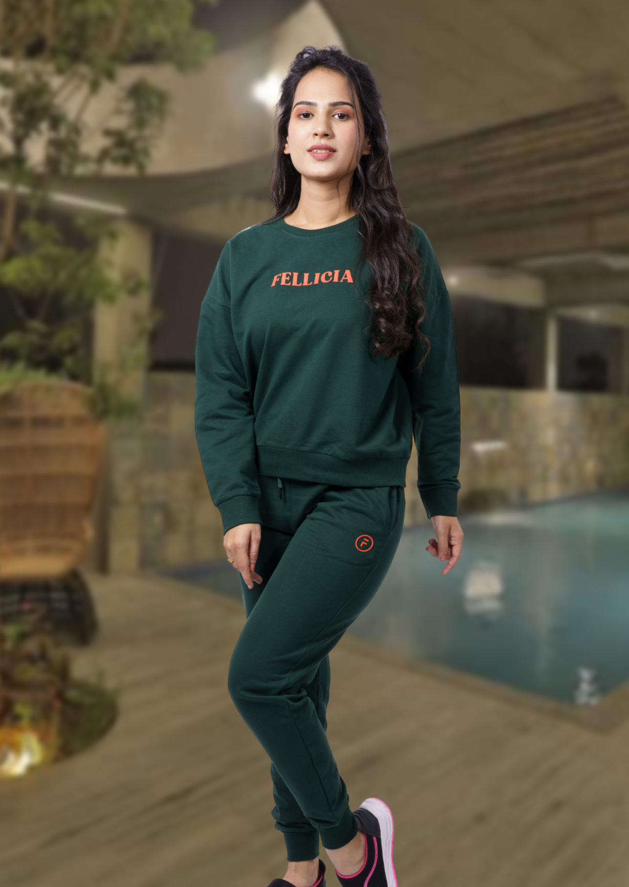 Women s Sweatshirt Joggers Co ord Set Olive Green FELLICIA