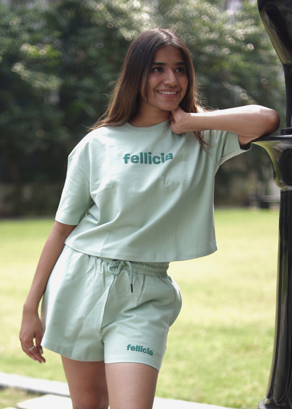 Co-ord Set (Mint Green) Sweatshirt & Shorts for Women