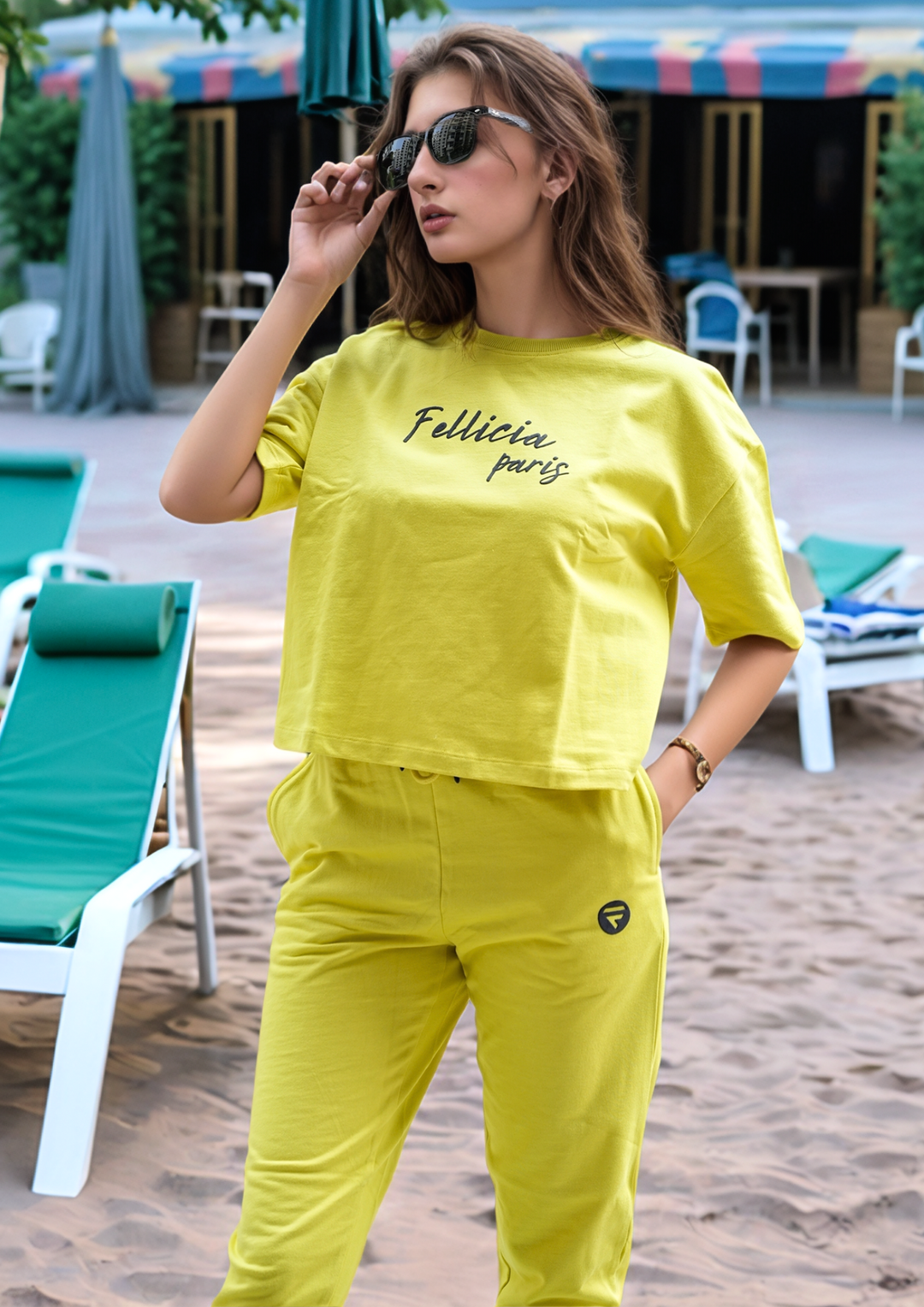 Co-ord Set (Neon Yellow) Sweatshirt & Joggers for Women