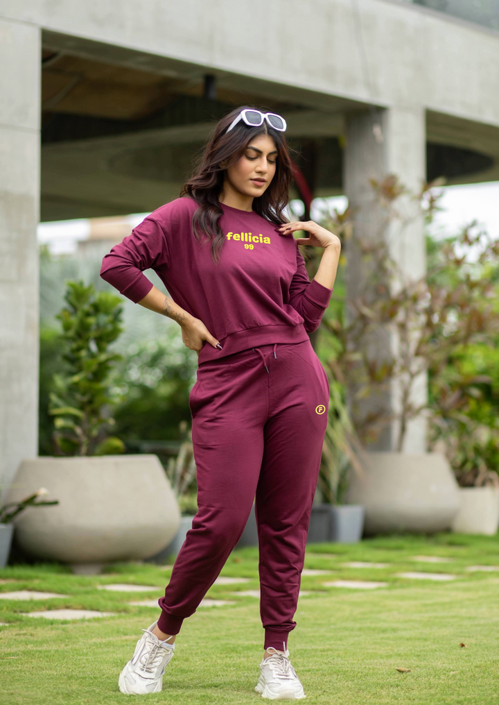 Women's Sweatshirt & Joggers Co-ord Set (Maroon)