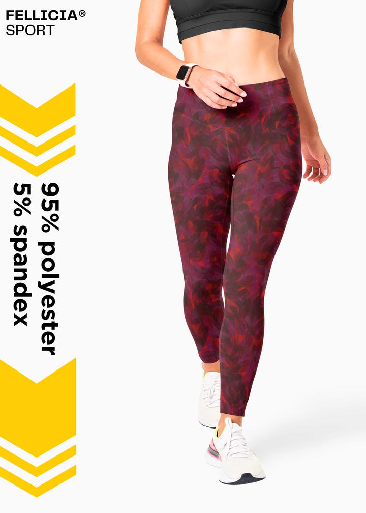 Active Tights with Pocket (Burgundy Maze)