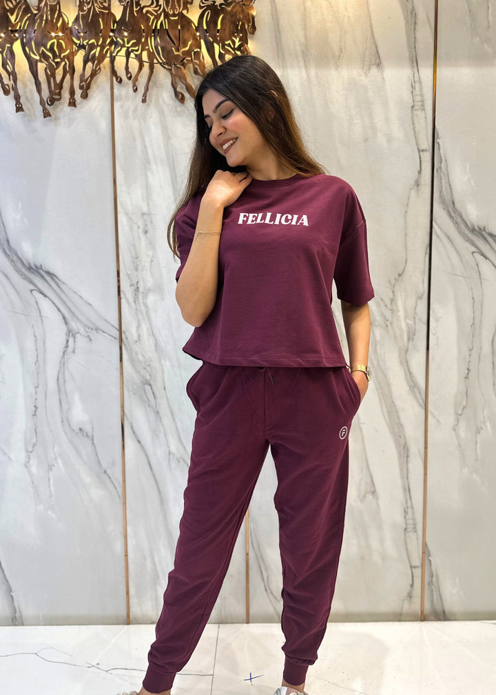 Co-ord Set (Maroon) Sweatshirt & Joggers for Women