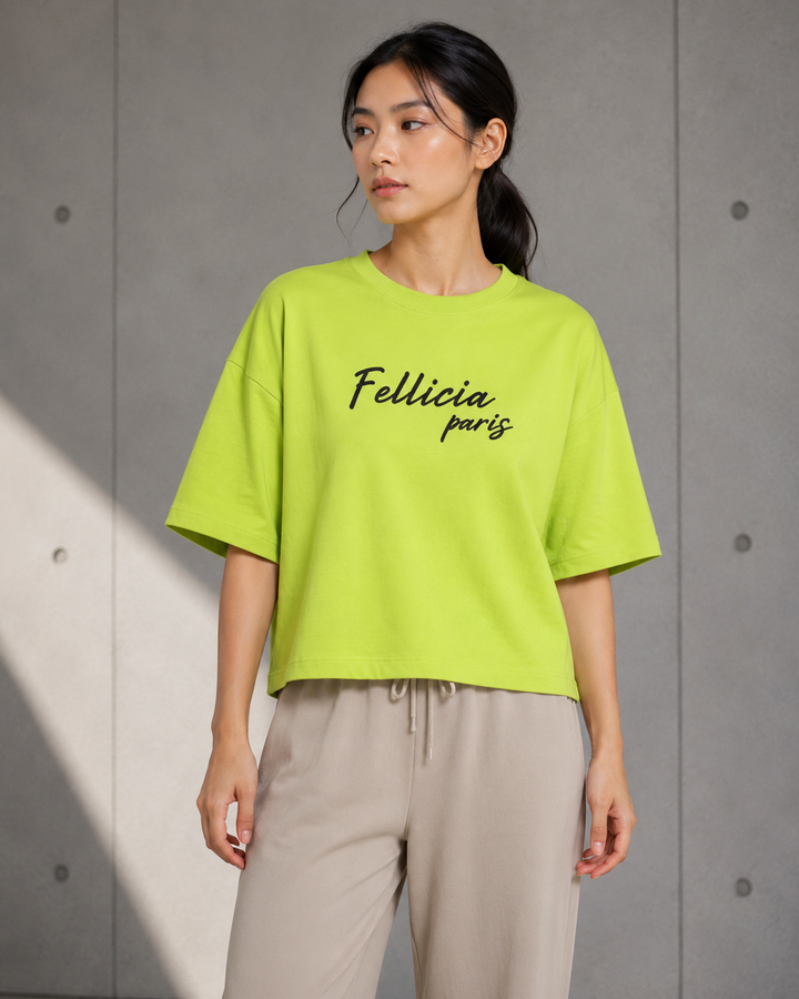 -Sweat Tee – 260 GSM 100% Cotton Loop Knit - LIME GREEN