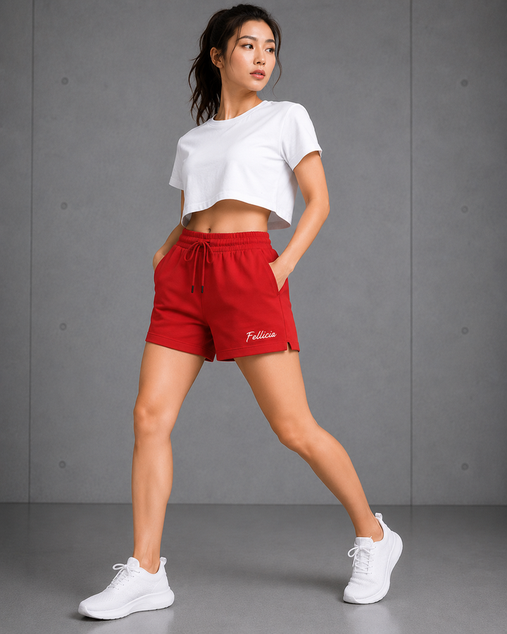 100% COTTON (LOOP KNIT) - SHORTS (RED)