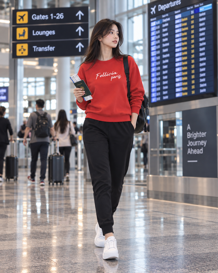 Sweatshirt & Jogger Vacation Set (RED-Black)