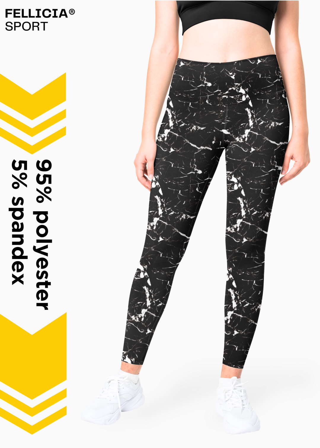 Active Tights with Pocket (Black Abstract)