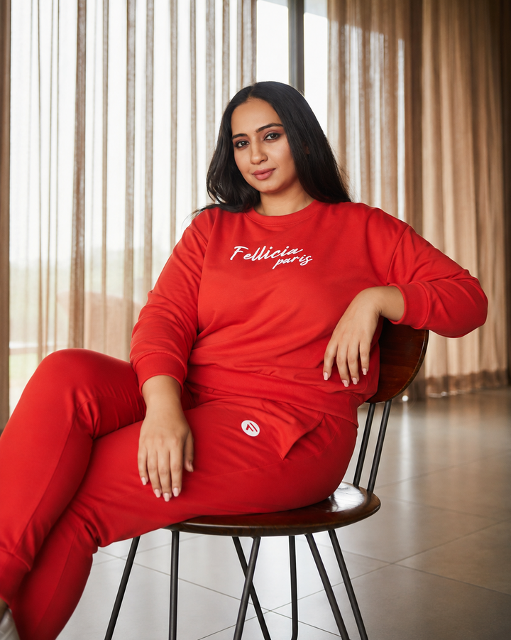 Sweatshirt & Jogger Vacation Set (RED CO-ORD) XXL