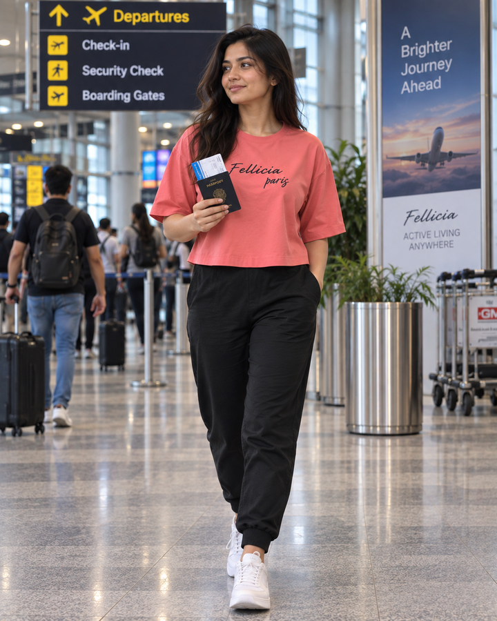 SweatTee& Jogger Vacation Set (PINK-Black)