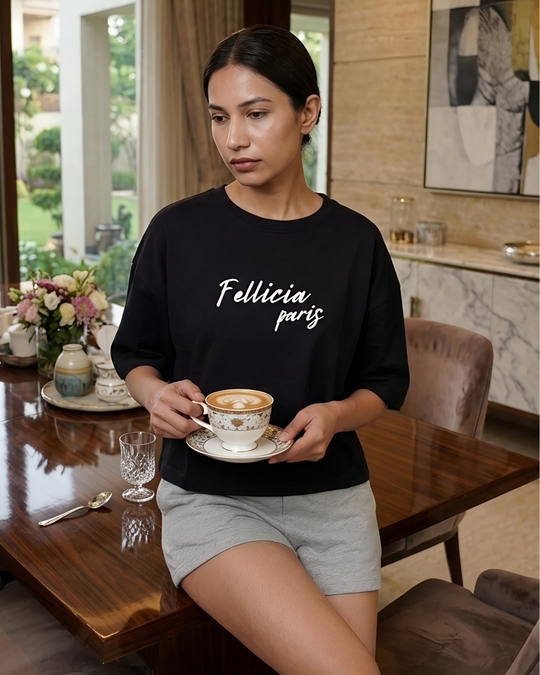 GHAR Tee – 100% Cotton | 260 GSM Loop Knit - BLACK