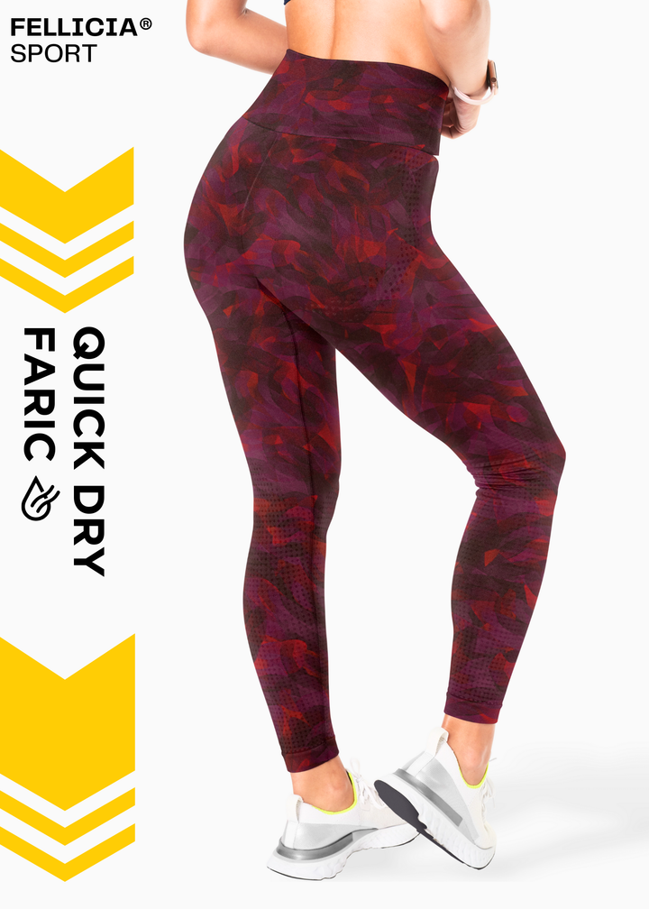 Active Tights with Pocket (Burgundy Maze)