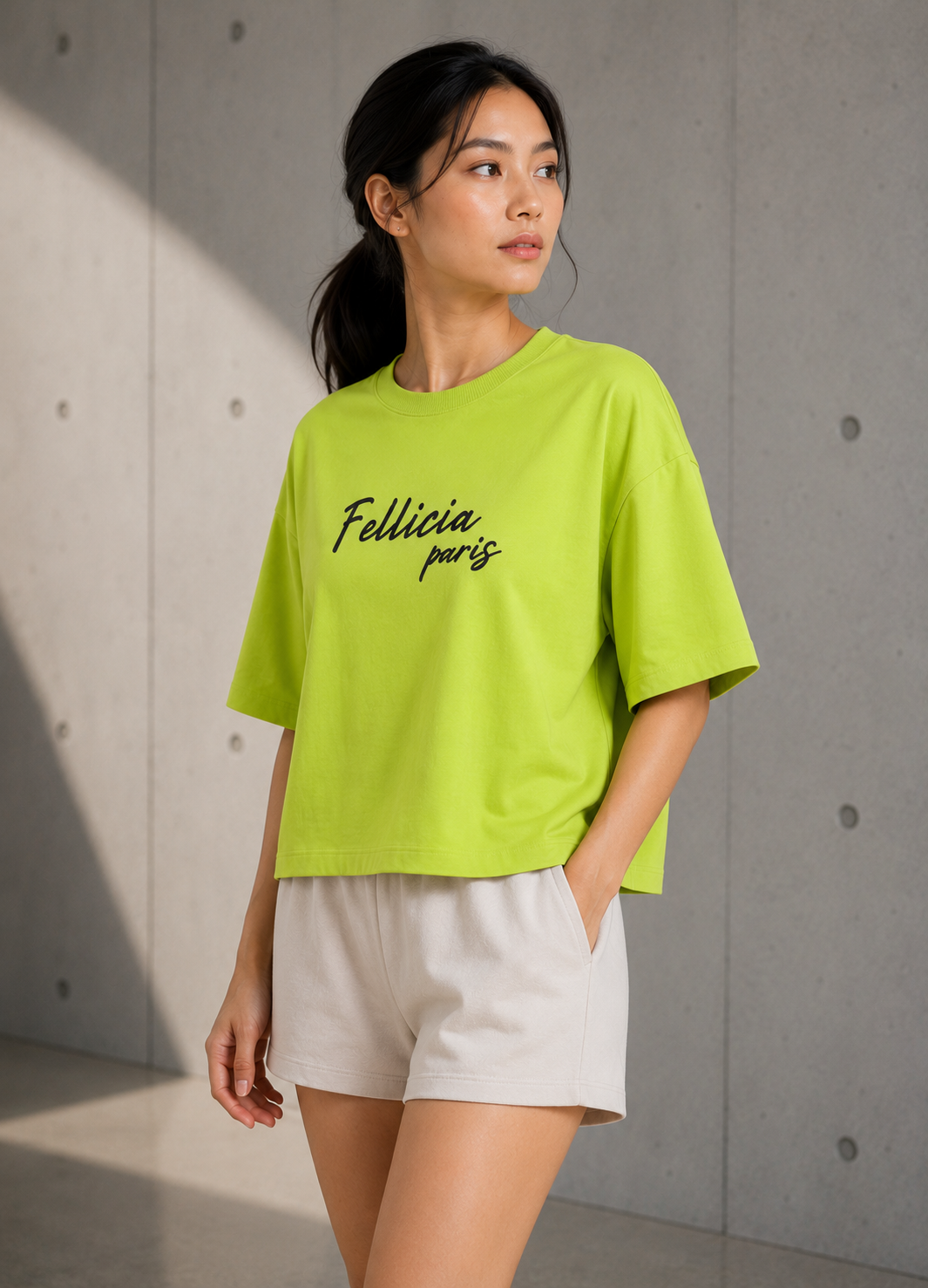 -Sweat Tee – 260 GSM 100% Cotton Loop Knit - LIME GREEN