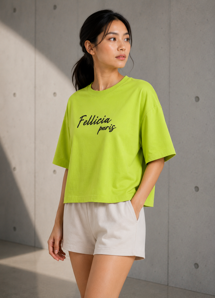 -Sweat Tee – 260 GSM 100% Cotton Loop Knit - LIME GREEN