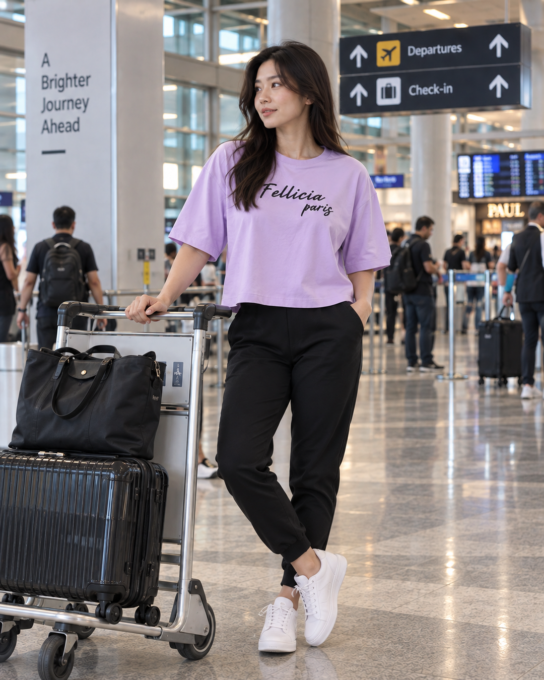 SweatTee& Jogger Vacation Set (LILAC-Black)