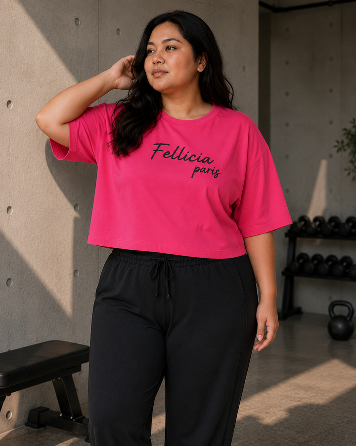 Sweat Tee – 260 GSM 100% Cotton Loop Knit - FUCHSIA PINK