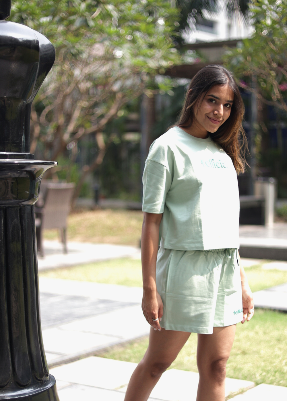 Co-ord Set (Mint Green) Sweatshirt & Shorts for Women