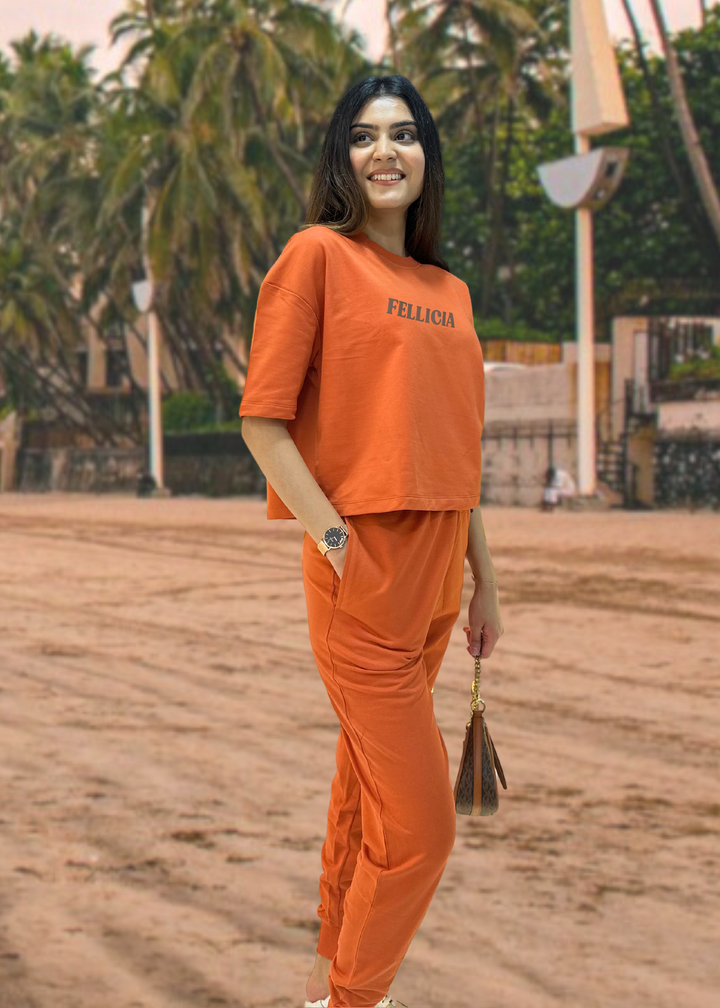 Co-ord Set (Rust Orange) Sweatshirt & Joggers for Women