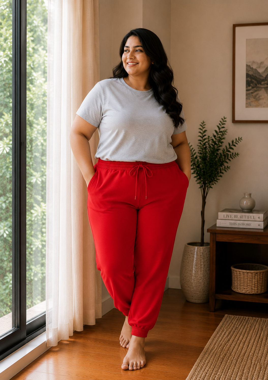 GHAR Jogger Pant – 100% Cotton | 260 GSM Loop Knit - RED