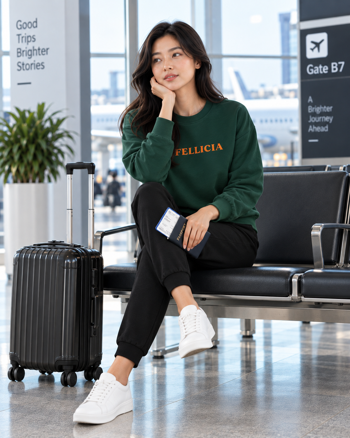 Sweatshirt & Jogger Vacation Set (Olive Green-Black)