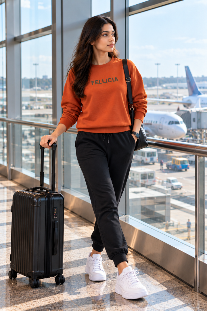 Sweatshirt & Jogger Vacation Set (Orange-Black)