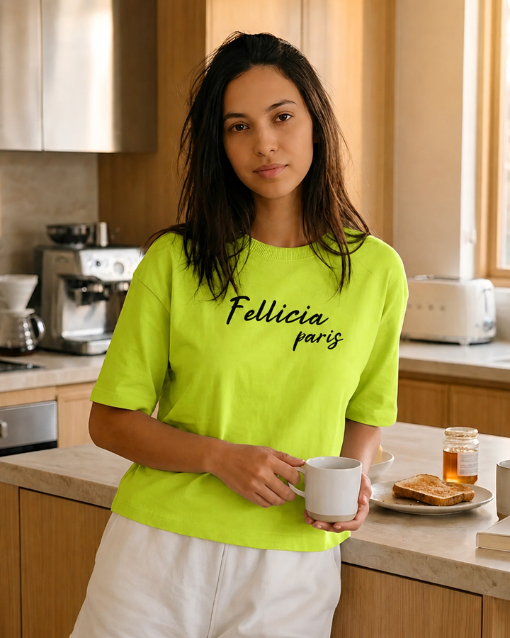GHAR Tee – 100% Cotton | 260 GSM Loop Knit - LIME GREEN
