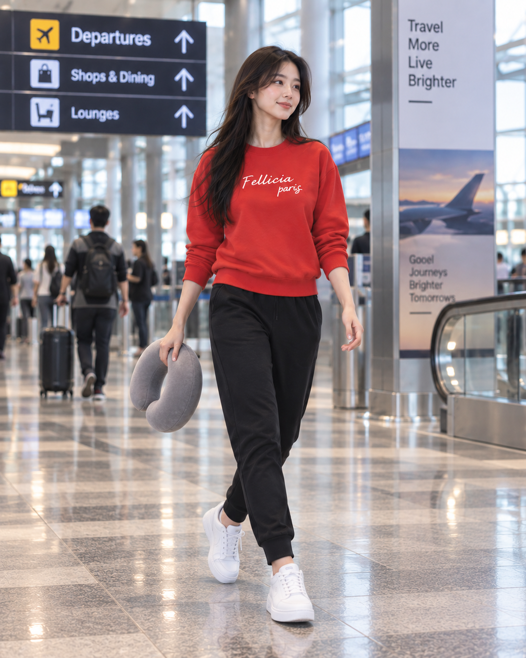 Sweatshirt & Jogger Vacation Set (RED-Black)