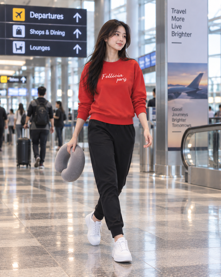 Sweatshirt & Jogger Vacation Set (RED-Black)