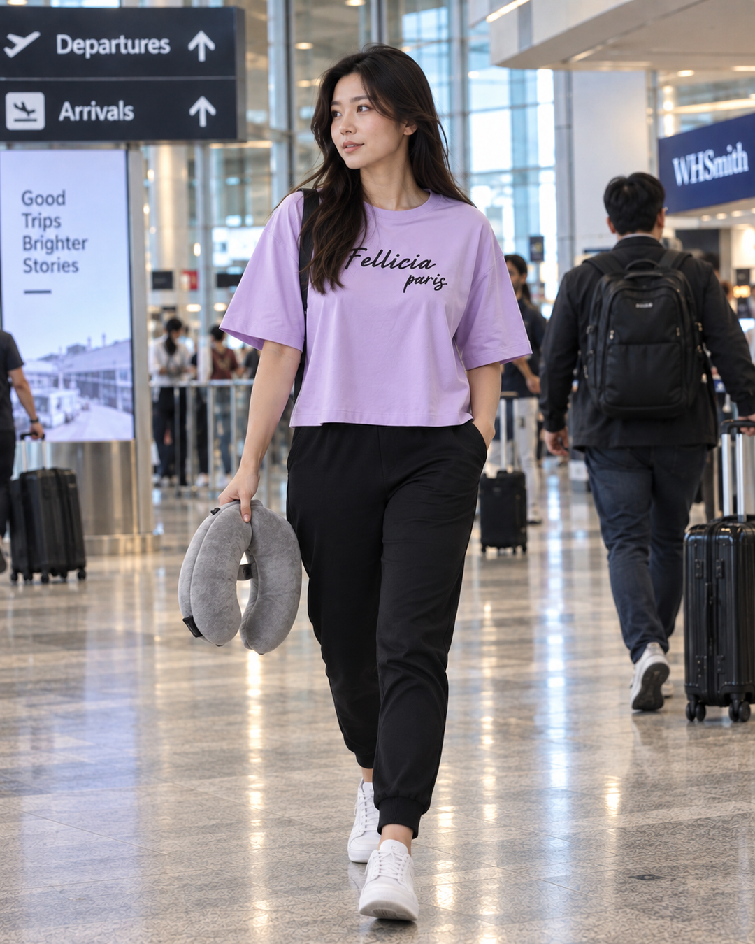 SweatTee& Jogger Vacation Set (LILAC-Black)