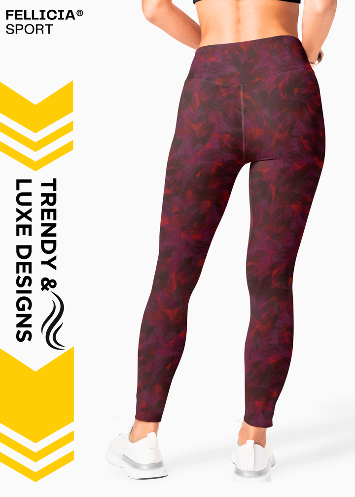 Active Tights with Pocket (Burgundy Maze)