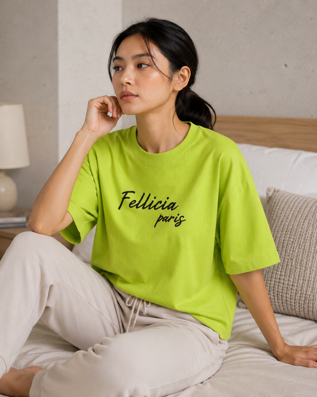 -Sweat Tee – 260 GSM 100% Cotton Loop Knit - LIME GREEN