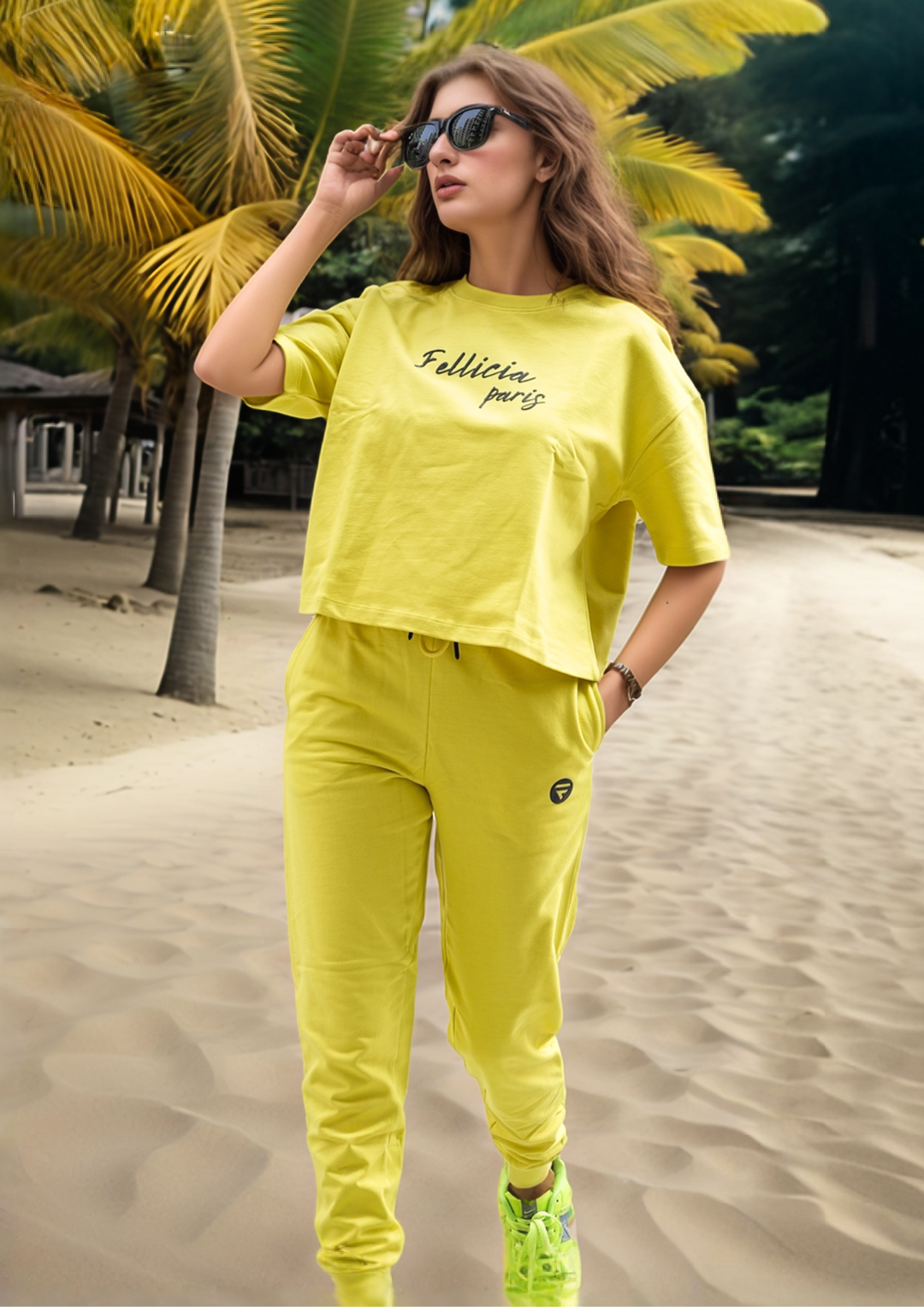 Co-ord Set (Neon Yellow) Sweatshirt & Joggers for Women