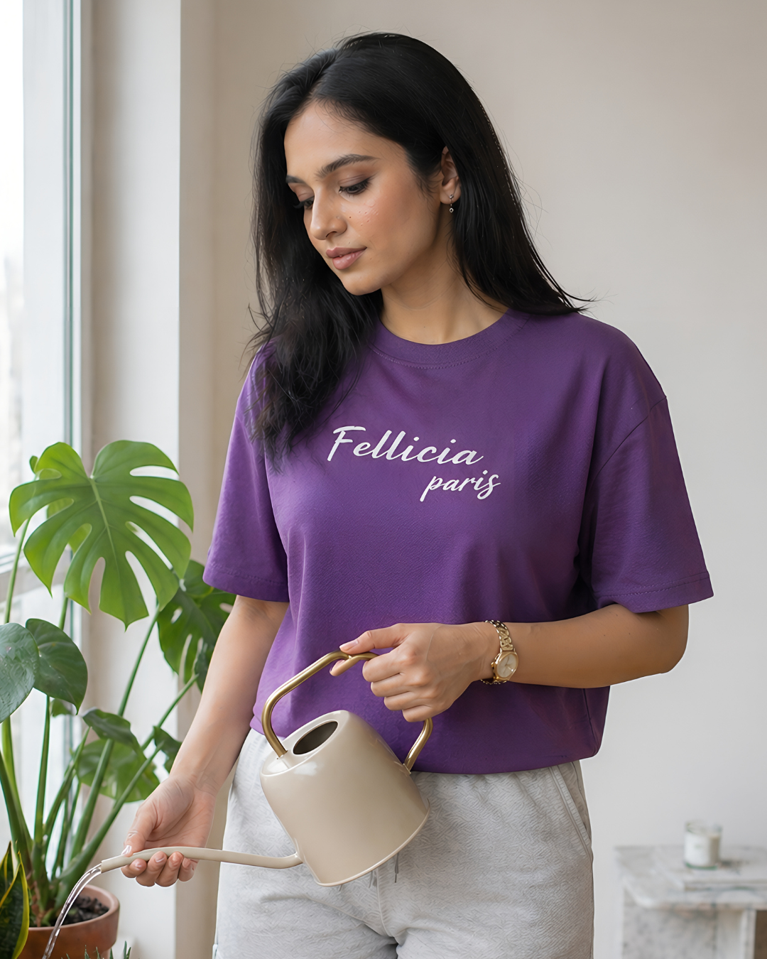 GHAR Tee – 100% Cotton | 260 GSM Loop Knit - PURPLE