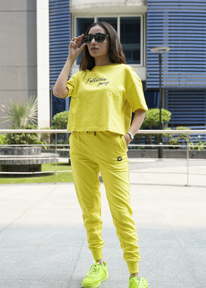 Co-ord Set (Neon Yellow) Sweatshirt & Joggers for Women