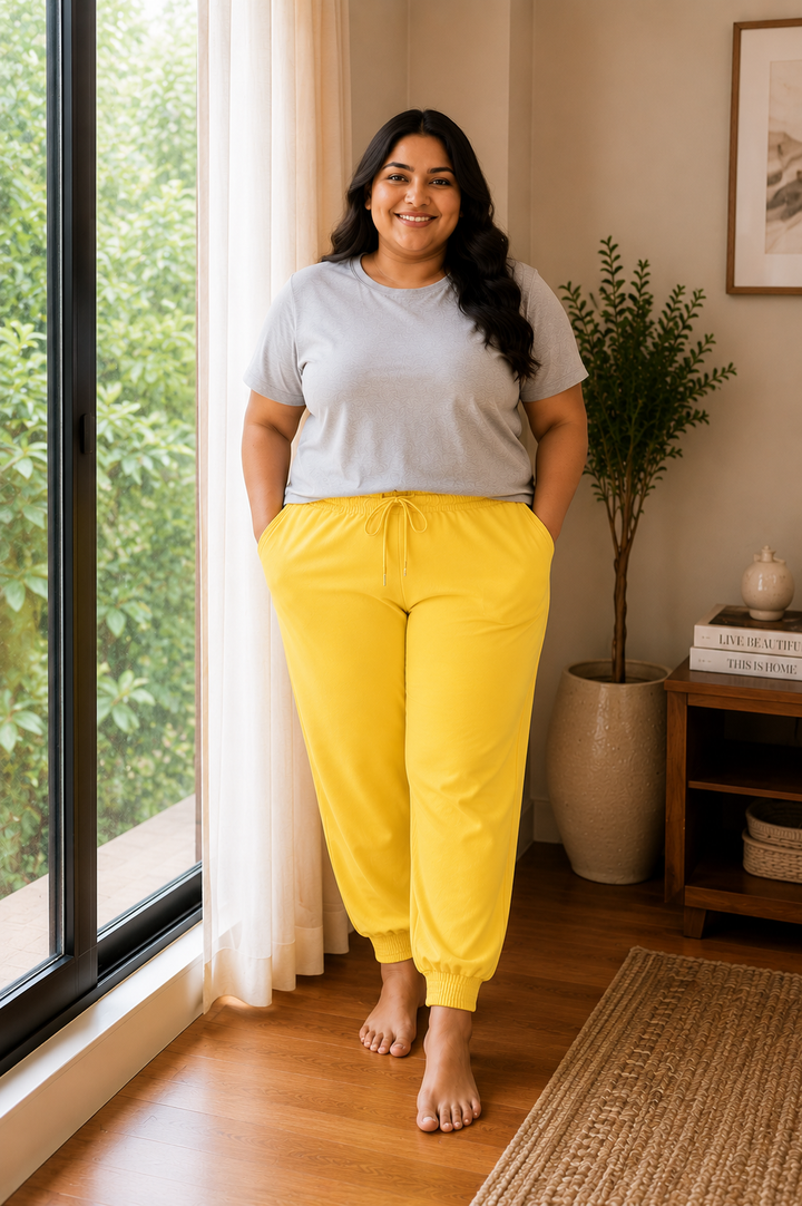 GHAR Jogger Pant – 100% Cotton | 260 GSM Loop Knit - NEON YELLOW