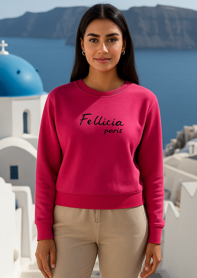 Women's Sweatshirt & Joggers QUIRKY Set (Fuchsia Pink–Beige)
