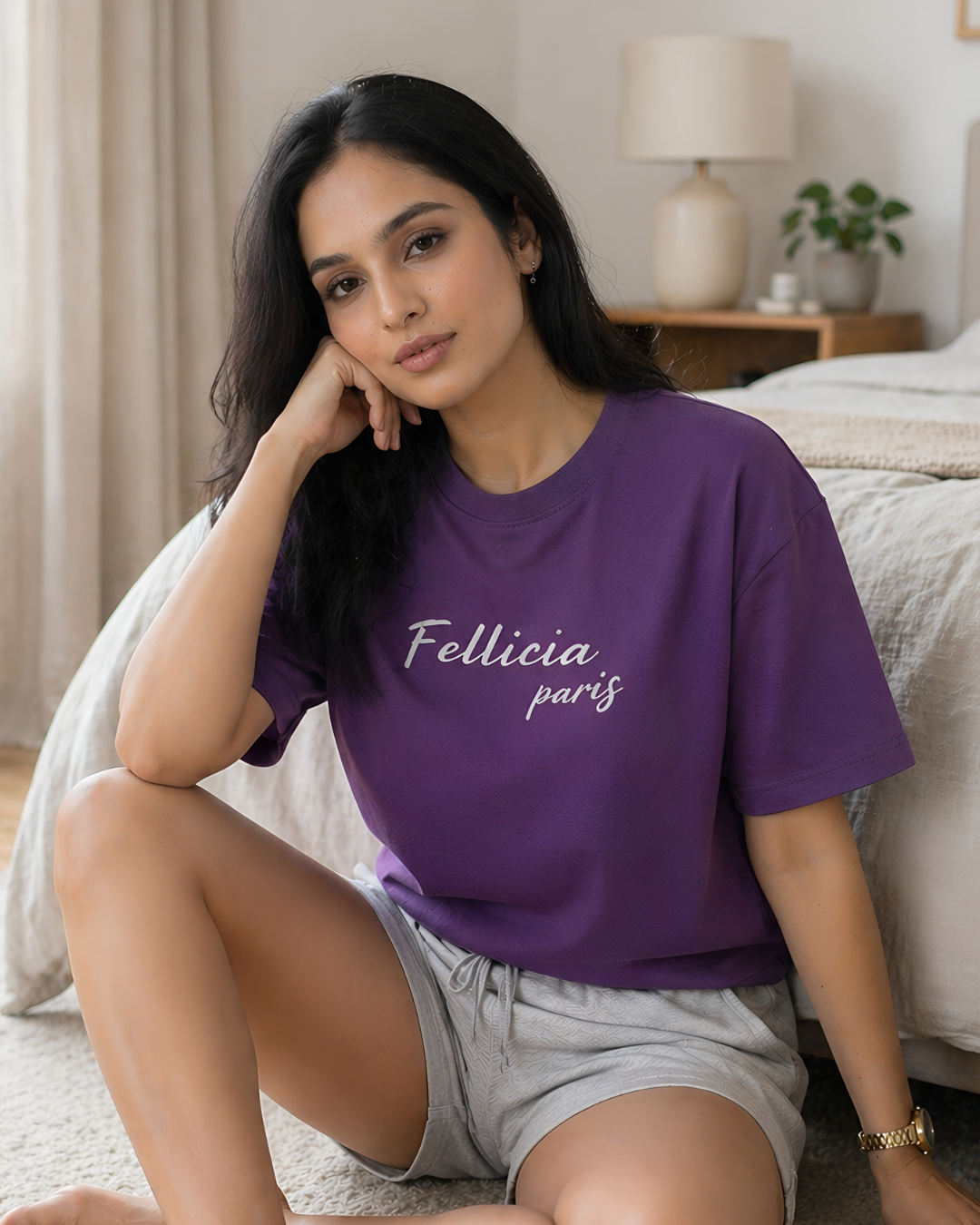 GHAR Tee – 100% Cotton | 260 GSM Loop Knit - PURPLE